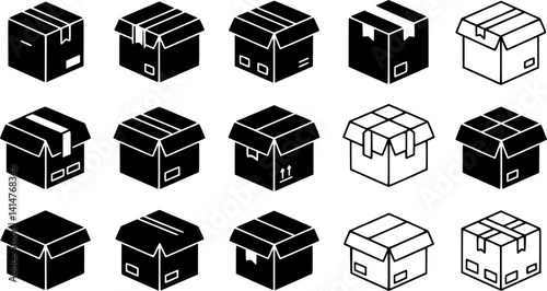 box vector icons isolated on white background. Packaging boxes icons for web, mobile apps and ui design