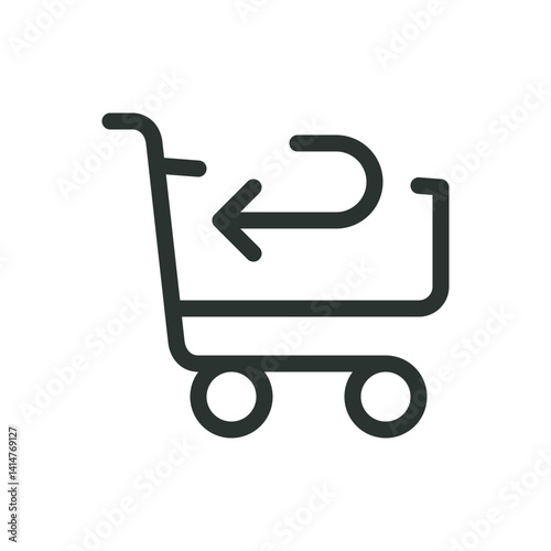 Return of purchase line icon, shopping cart with return arrow vector symbol with editable stroke