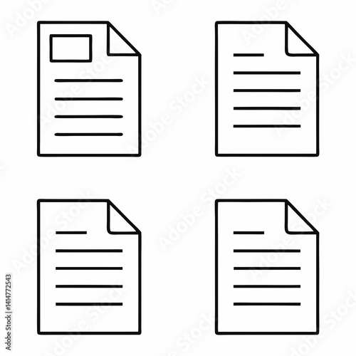 A set of minimalist line icons depicting documents or files with varied designs
