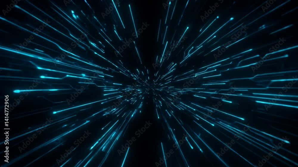 Futuristic digital lines expanding in a vibrant blue burst Futuristic digital lines expanding in a vibrant blue burst