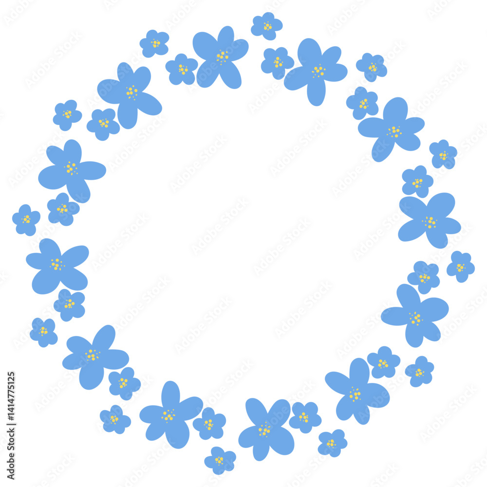Floral wreath vector illustration. A delicate light blue flower frame perfect for invitations, greeting cards, posters, and various creative projects. Floral wreath vector illustration. A delicate light blue flower frame perfect for invitations, greeting cards, posters, and various creative projects.