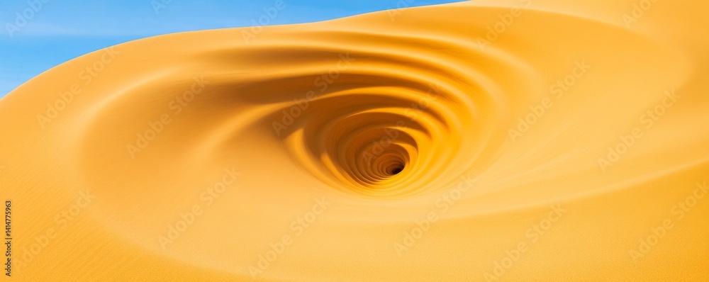 Obraz premium Spinning sand vortex over golden dunes, nature s spiral