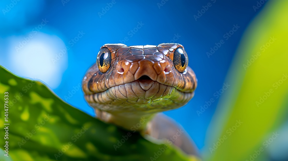 Fototapeta premium Intriguing close up of a snake with stunning eyes