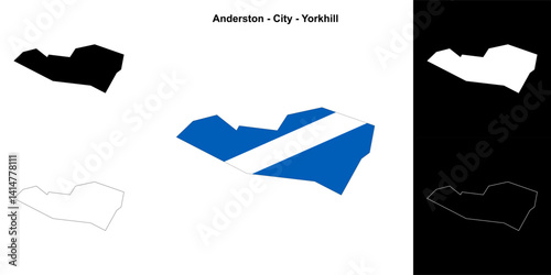 Anderston - City - Yorkhill blank outline map set