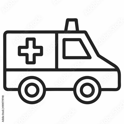 Ambulance outline icon on white background	