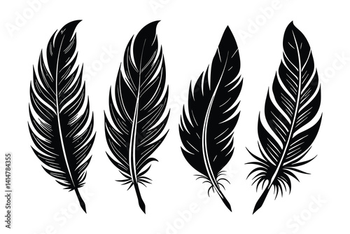 Feathery plumes a vintage set illustration