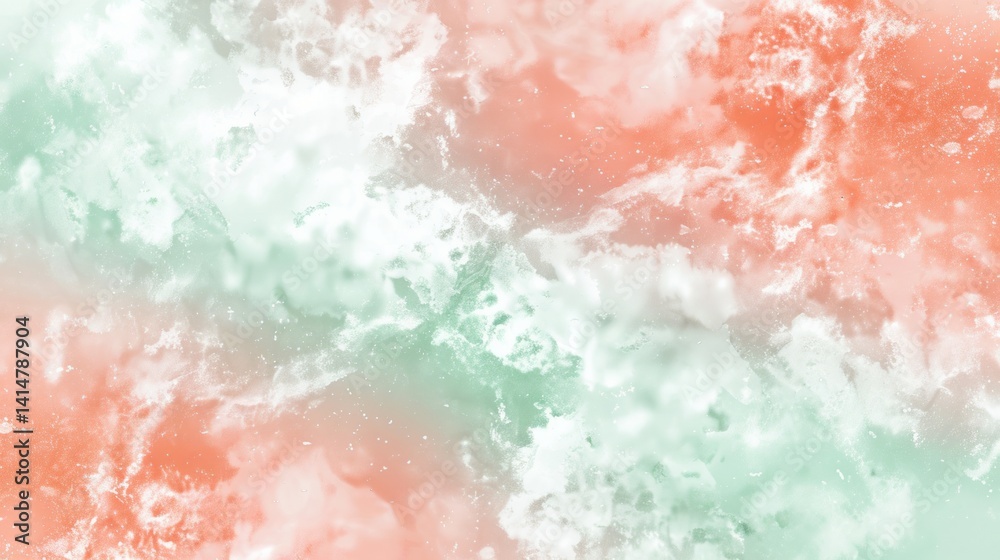 Obraz premium Trendy Abstract Watercolor Texture: Coral And Mint, Seamless Pattern Background, Modern Art