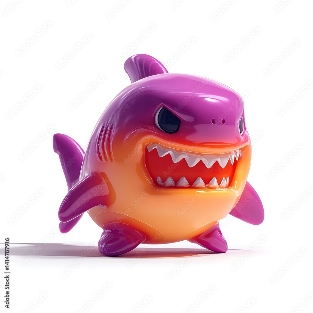 A cute, cartoonish shark toy with exaggerated features and vibrant colors. A cute, cartoonish shark toy with exaggerated features and vibrant colors.