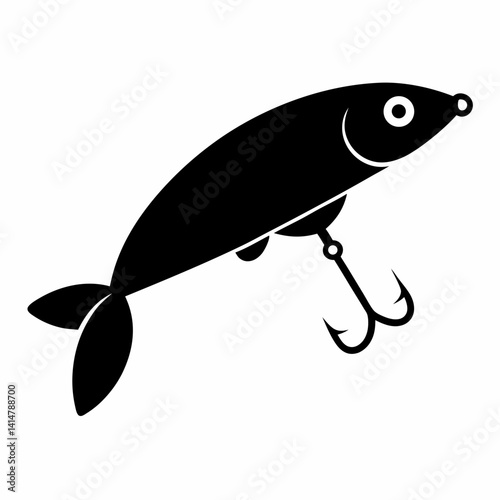 Fishing lure silhouette vector black on white background