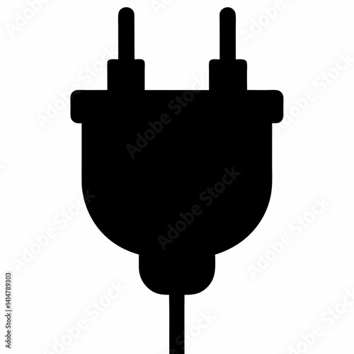 Ac Power Plug silhouette vector black on white background