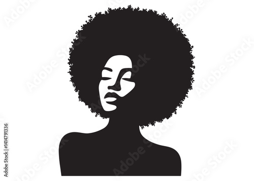 vector set of afro american woman logo head, african beauty woman vector logo design, Black girl faces with stylish afro hairstyle, woman afro black face, African american woman hairstyle vector	