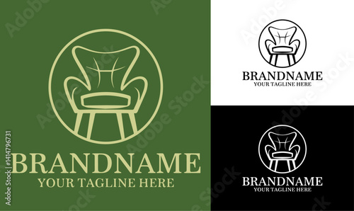 Elegant Lounge Chair Logo Design Template – Perfect for Interior Designers, Furniture Boutiques, and Home Decor Brands
