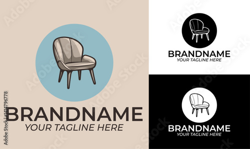 Modern Chair Logo Design Template – Ideal for Interior Designers, Home Decor Stores, and Furniture Brands