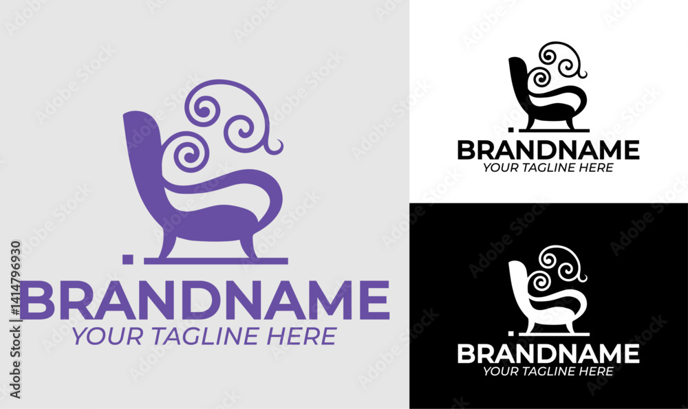 Fototapeta premium Ornamental Chair Logo Template for Luxury Interior and Furniture Brands