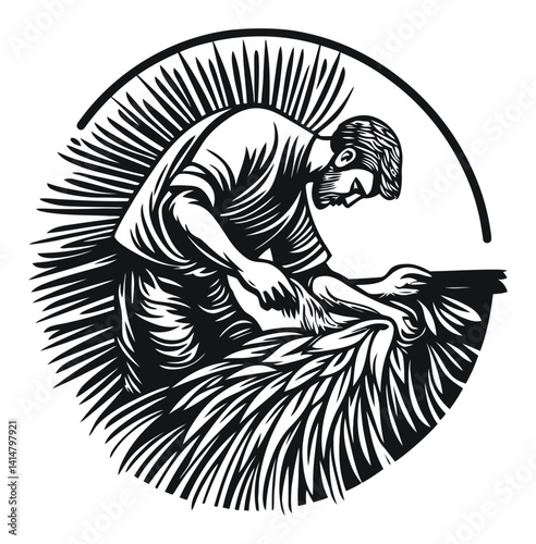 Skilled Artisan Engaging in Traditional Woodcut Engraving Process