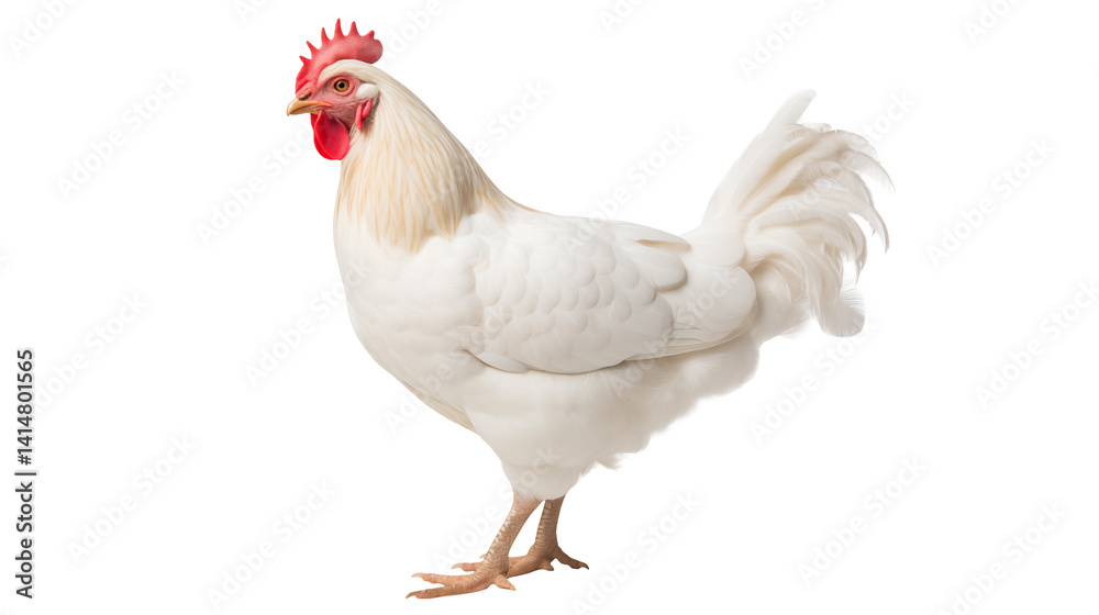 Isolated white chicken hen poultry farm animal bird livestock agriculture isolated on transparent background