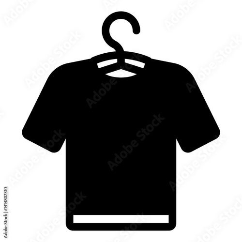 Shirt on hanger with hook solid icon, laundry service concept. Vector graphics. Hanger with fresh shirt, cloth sign on white background, glyph style mobile or design.