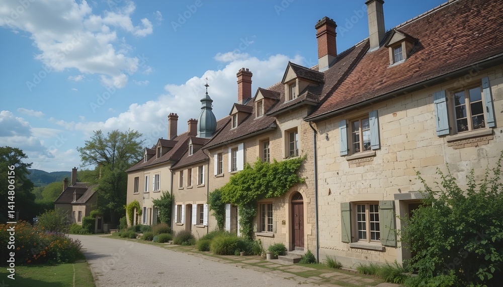Village Historical Place With Ancient Architecture and Scenic Countryside Background Village Historical Place With Ancient Architecture and Scenic Countryside Background