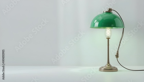A 3D white background with a green garass lamp.  