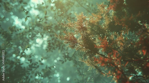 Wallpaper Mural Enchanted Forest Canopy: Abstract Nature Scene With Sunlit Bokeh, Woodland Tranquility Torontodigital.ca