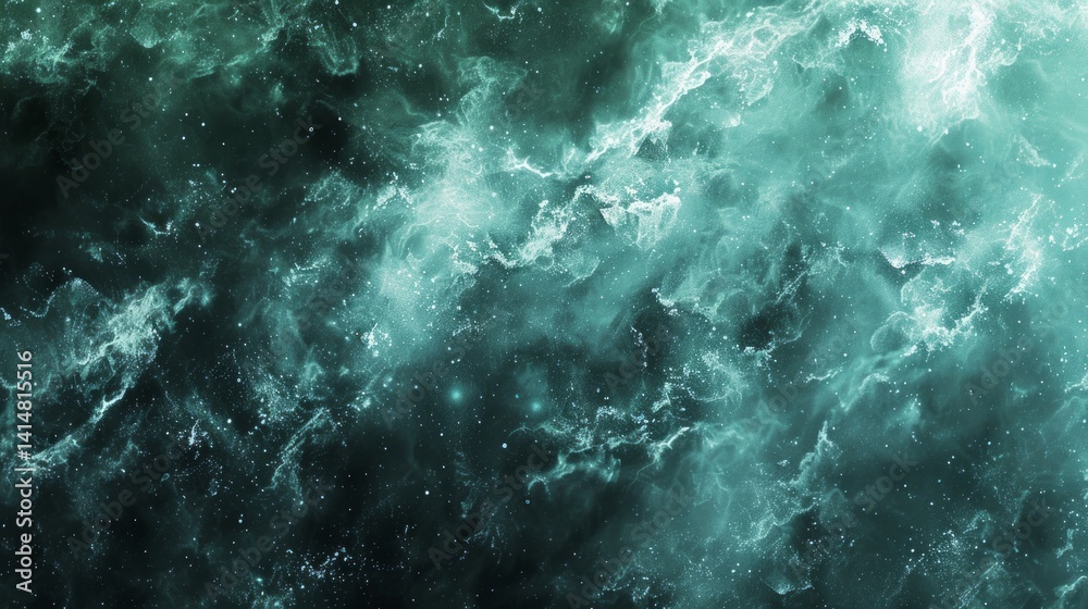 Obraz premium Nebula Galaxy Turquoise Abstract Universe Space Background, Cosmic Cloud, Outer Space, Stardust, Celestial, Fantasy, Scifi, High-Resolution