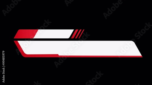 A sleek and professional lower third animation with a modern red and white color scheme. Alpha channel video with 4k resolution. Ideal for use in news broadcasts, corporate videos, or content creator
