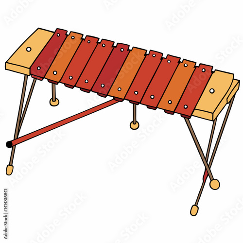 wooden xylophone on white background