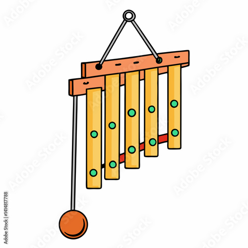 illustration of a wooden swing on a white background