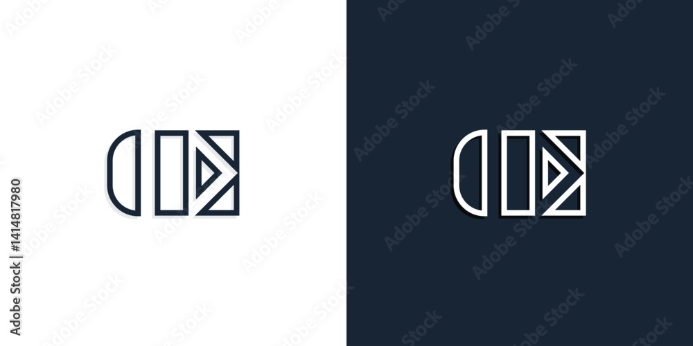 Obraz premium Abstract line art initial letters DE logo.