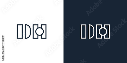 Abstract line art initial letters DH logo.