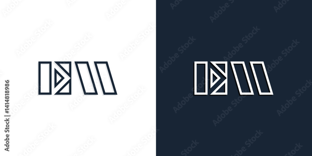 Obraz premium Abstract line art initial letters EM logo.