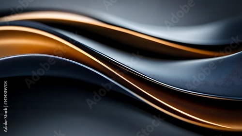Abstract Dark Gold and Black Waves: A Luxurious Digital Art