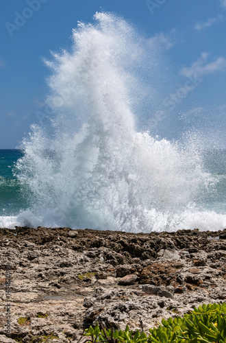 Water Gushing Out from a Blowhole on the East Coast of Grand Cayman Island
