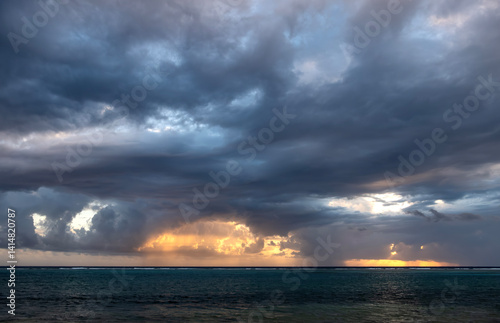 Dramatic Sky as the Sunrises Behind Rain Clouds