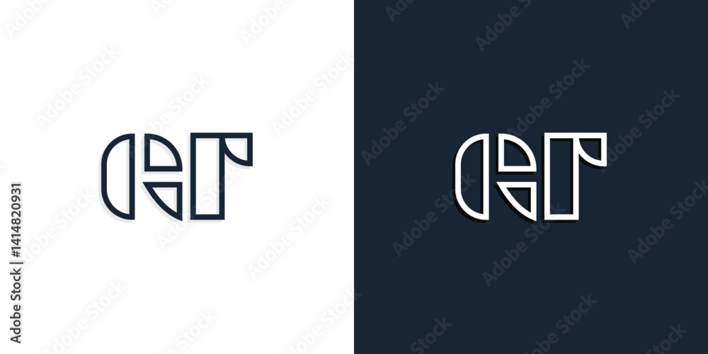 Abstract line art initial letters GR logo. Abstract line art initial letters GR logo.