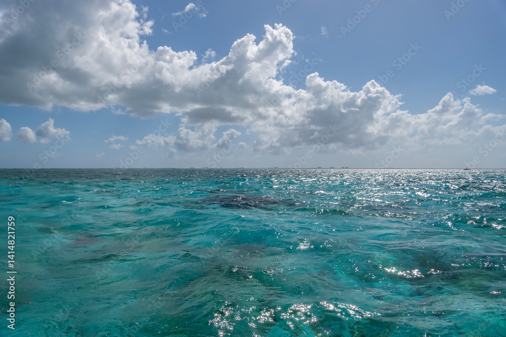 Mesmerizing Turquoise Caribbean Ocean and Dramatic Cloudscape