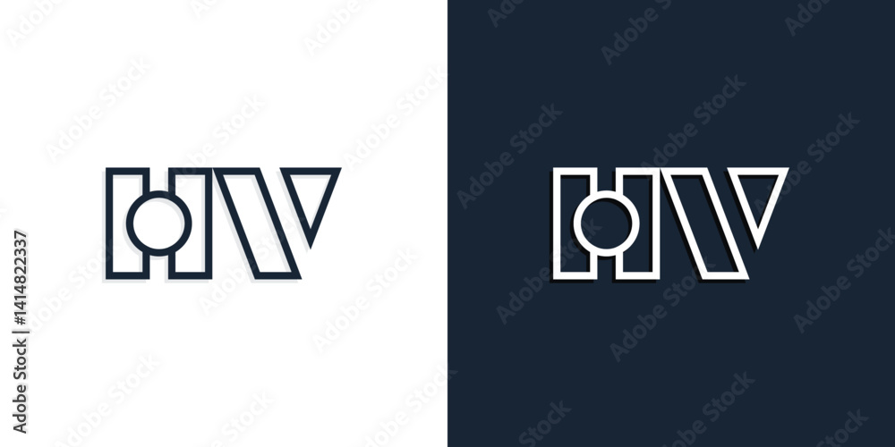 Obraz premium Abstract line art initial letters HV logo.