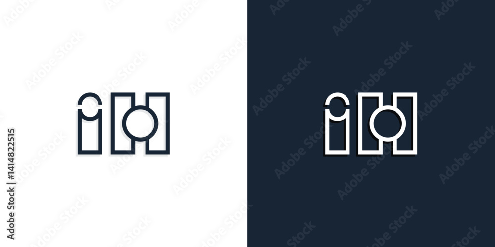 Obraz premium Abstract line art initial letters IH logo.