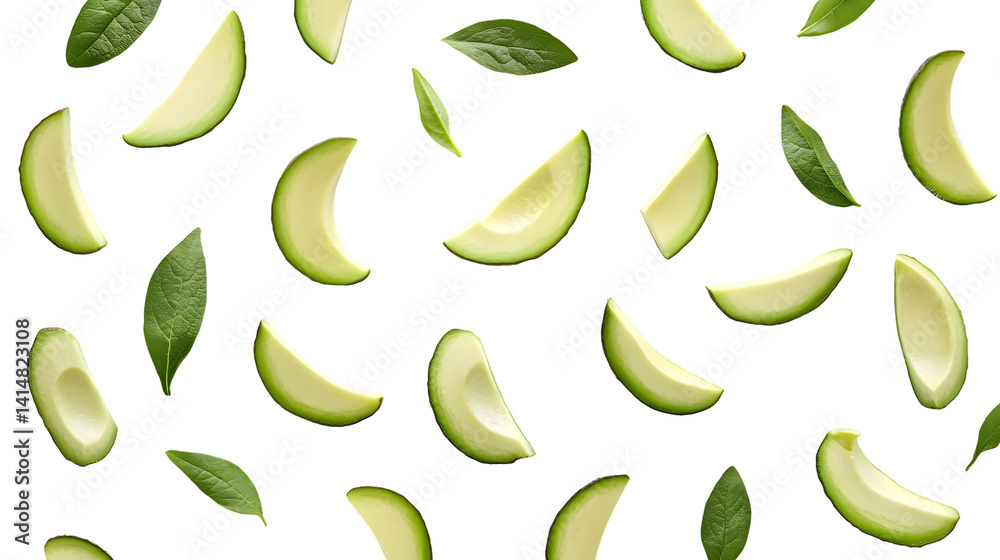 Fresh Avocado Slices Isolated on White Background - Perfect for Food Materials Fresh Avocado Slices Isolated on White Background - Perfect for Food Materials