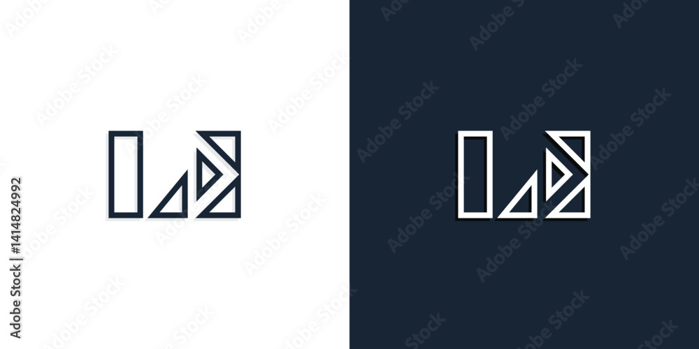 Obraz premium Abstract line art initial letters LE logo.