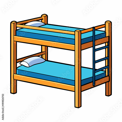 illustration of a bed with furniture