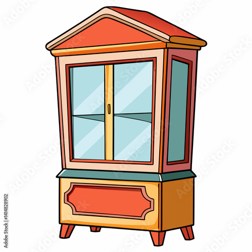 wooden window with red shutters
