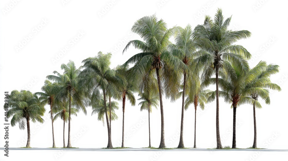 Lush Palm Trees Against a White Sky Backdrop Capturing Tropical Essence with a Low Angle and Bright Lighting for a Serene Visual Experience Lush Palm Trees Against a White Sky Backdrop Capturing Tropical Essence with a Low Angle and Bright Lighting for a Serene Visual Experience
