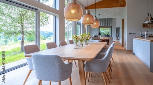 Modern Dining Room with Panoramic View