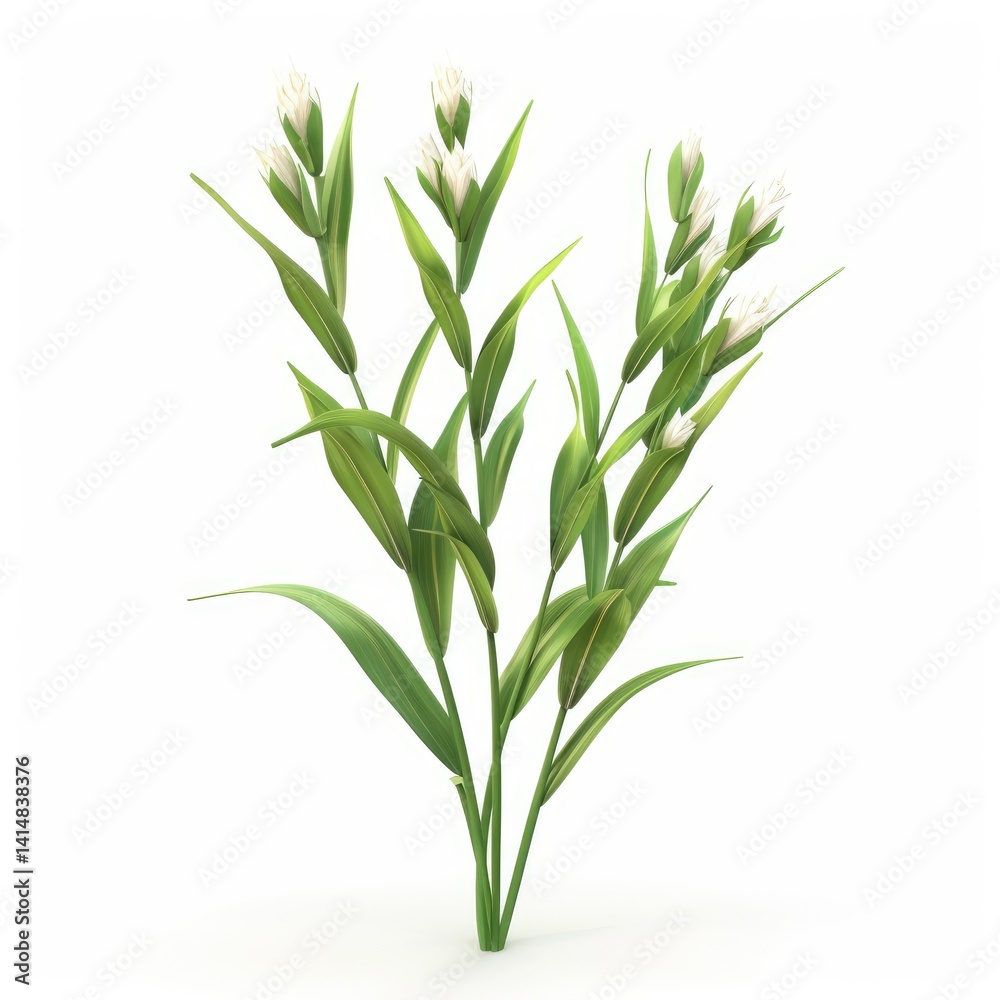 Small cluster of delicate white flowers and foliage. Small cluster of delicate white flowers and foliage.