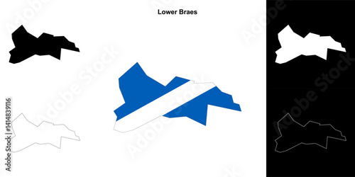 Lower Braes blank outline map set