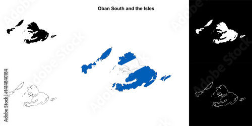 Oban South and the Isles blank outline map set