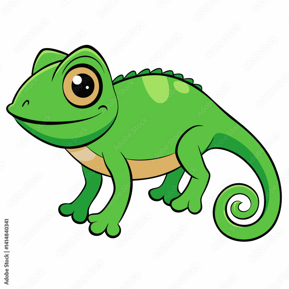 Obraz premium green chameleon cartoon