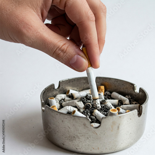 harm of smoking. cigarette butts in ashtray