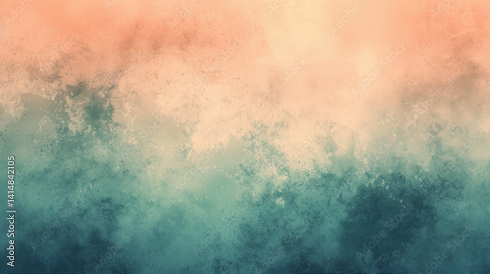 Obraz premium Abstract Peach And Teal Grunge Texture Background. Backdrop Design Element, Modern Abstract Art.